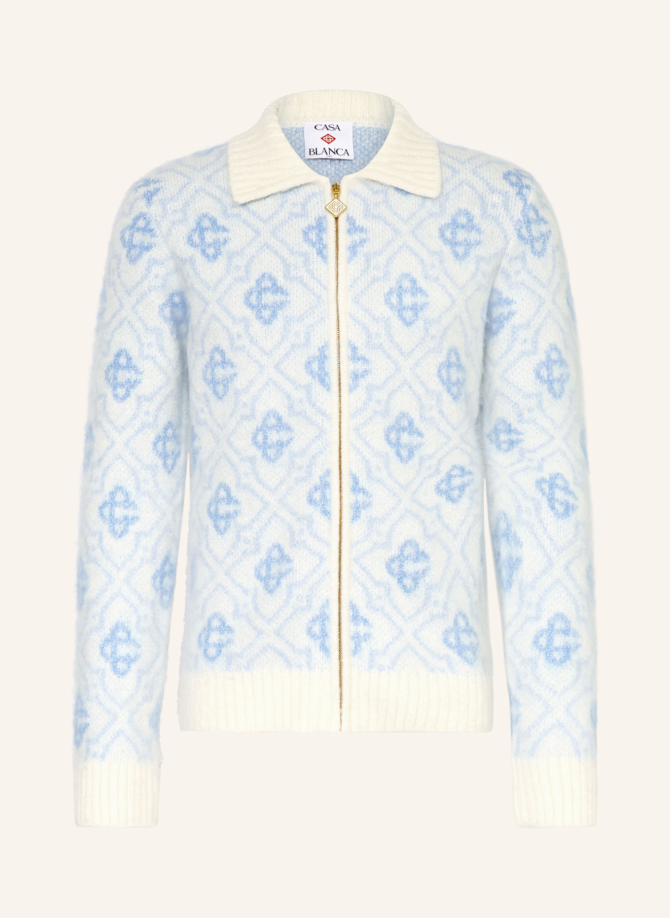 Casablanca Strickjacke: ECRU / HELLBLAU