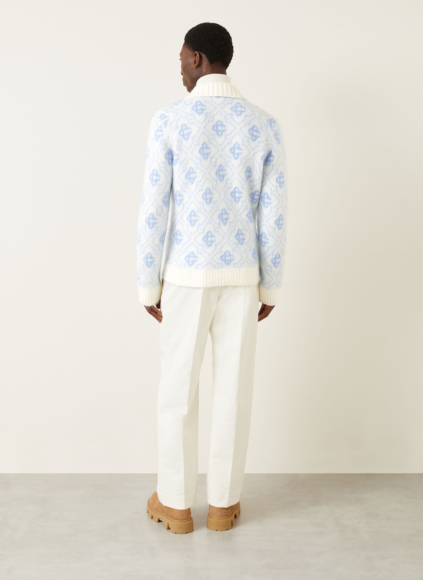 Casablanca Strickjacke: ECRU / HELLBLAU