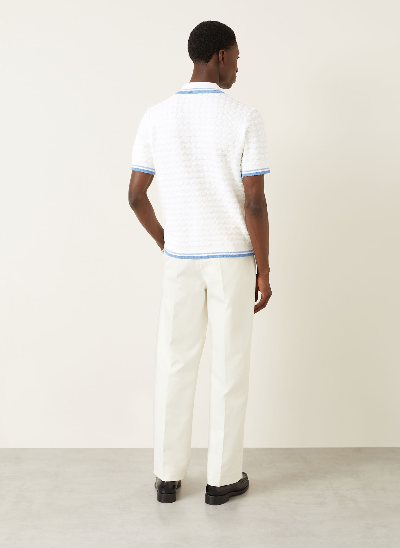 Casablanca Frottee-Poloshirt Slim Fit: WEISS / BLAU