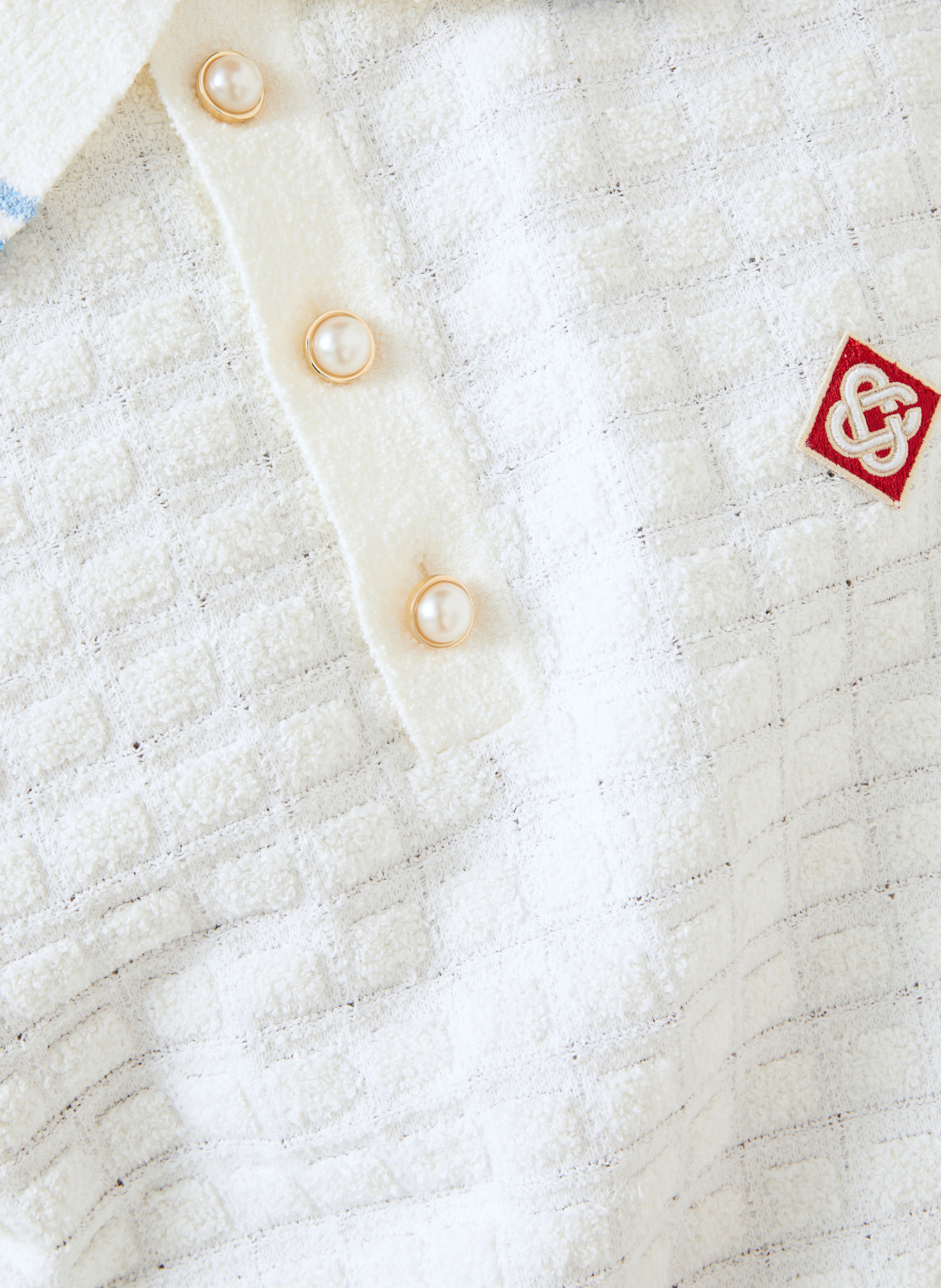 Casablanca Frottee-Poloshirt Slim Fit: WEISS / BLAU