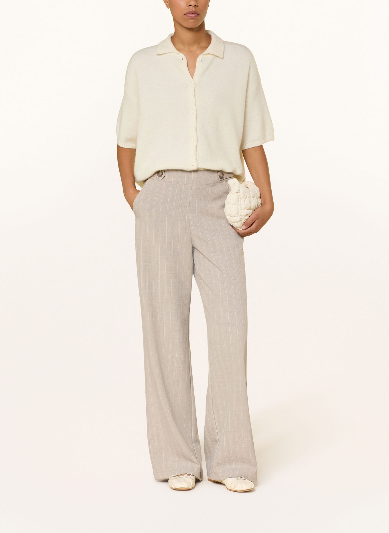 NEO NOIR Marlenehose ERIKO: HELLBRAUN / WEISS