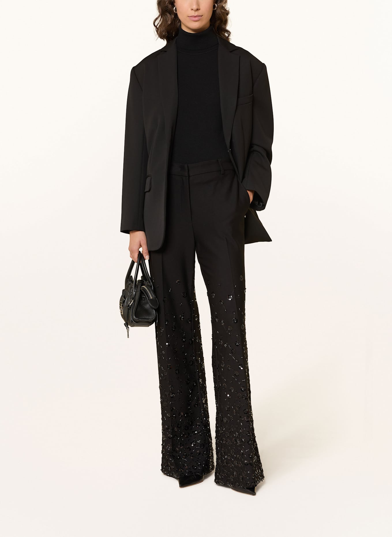 ottod'ame Marlenehose mit Schmucksteinen: SCHWARZ