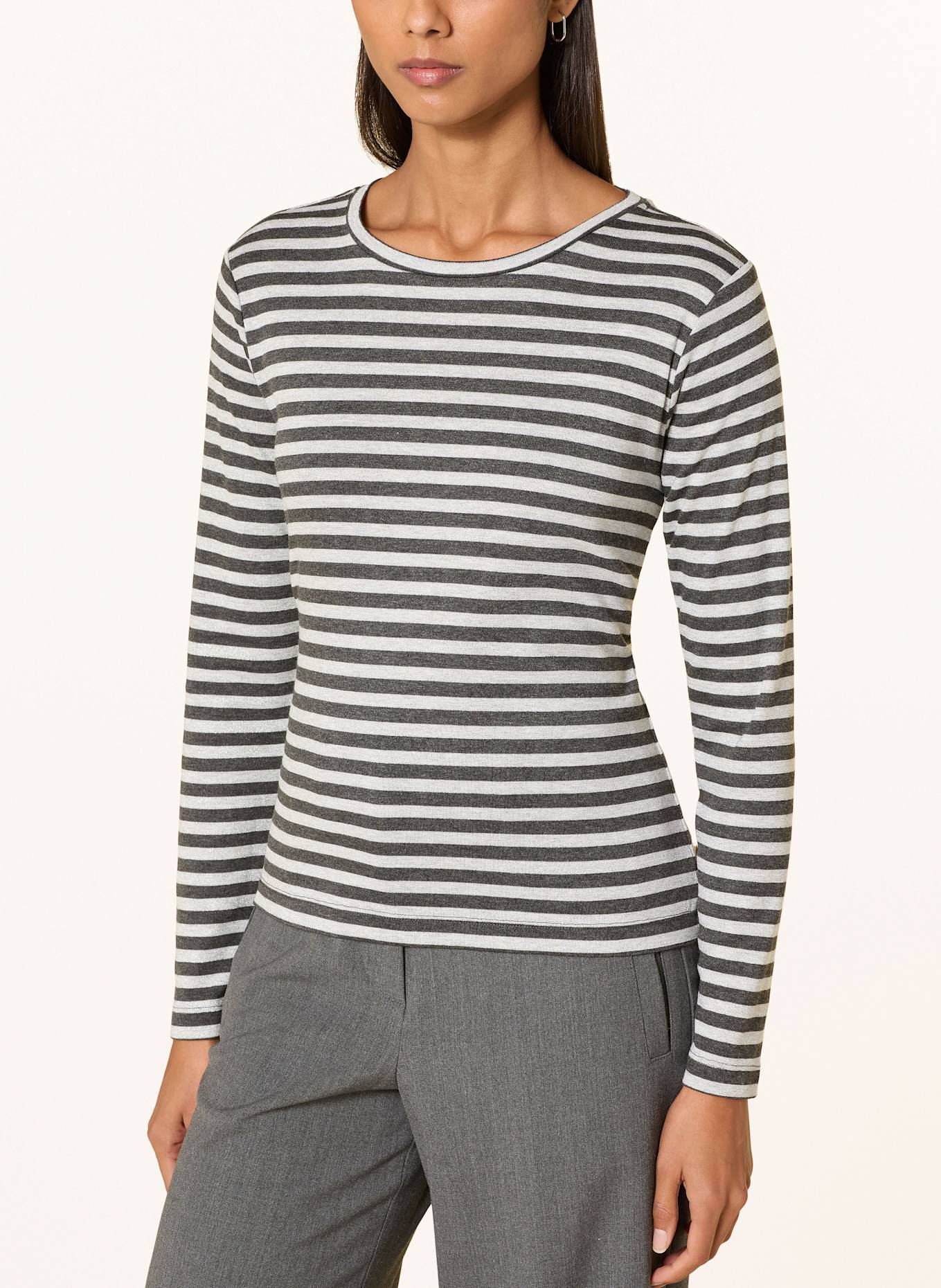 Smith & Soul Longsleeve mit Glitzergarn: DUNKELGRAU / HELLGRAU