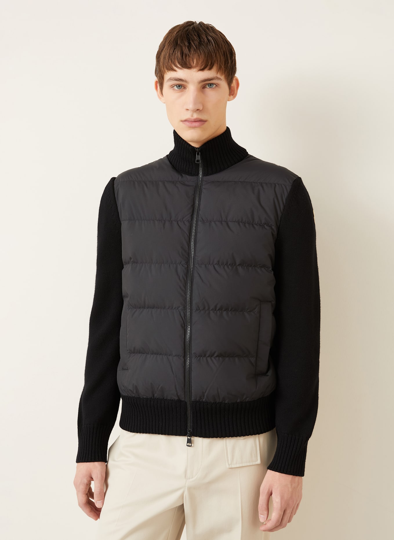 MONCLER Daunenjacke TRICOT im Materialmix: SCHWARZ