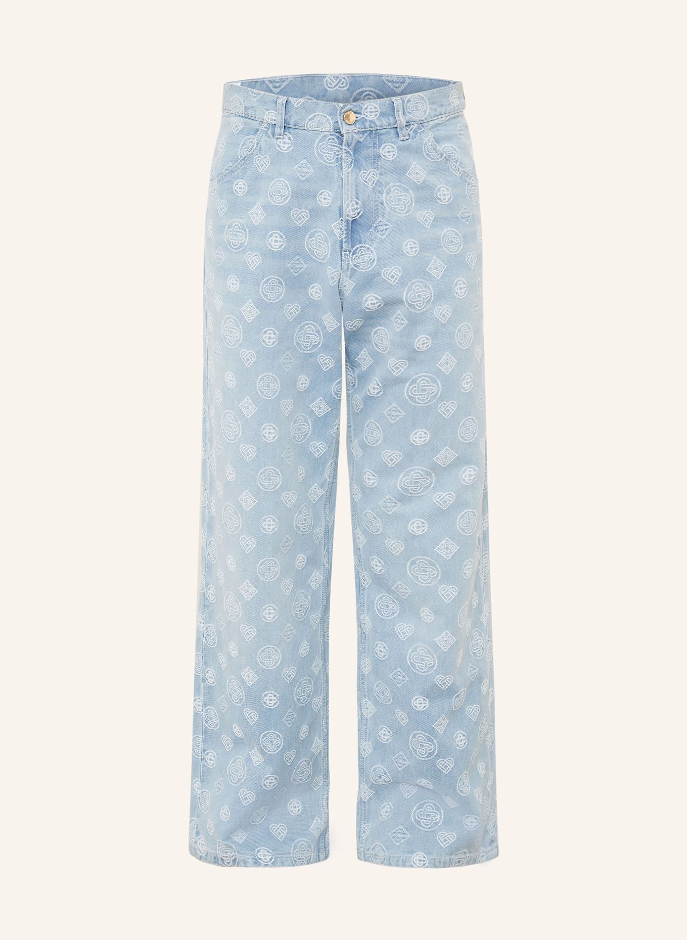 Casablanca Jeans Relaxed Fit: BLEACHED MONOGRAM DENIM