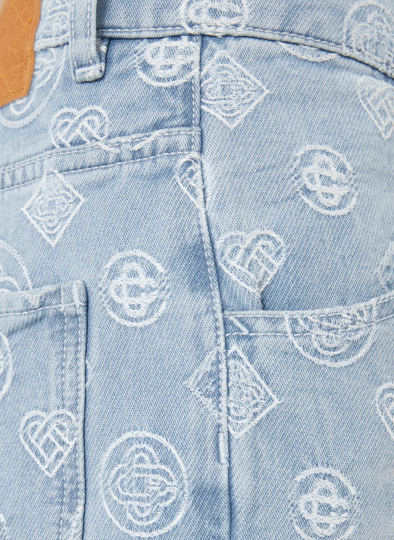 Casablanca Jeans Relaxed Fit: BLEACHED MONOGRAM DENIM