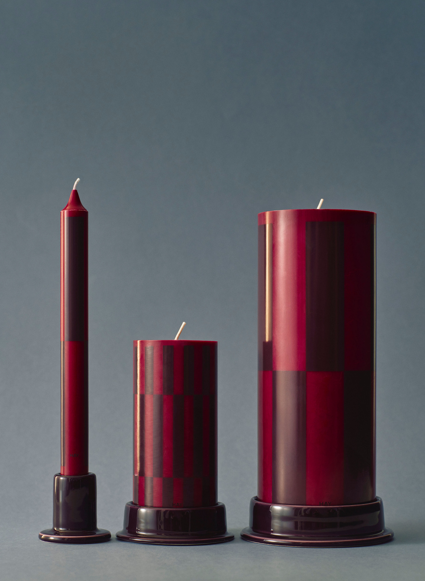 HAY Stabkerze PATTERN CANDLE-WINE AND BORDEAUX BLOCKS: DUNKELROT