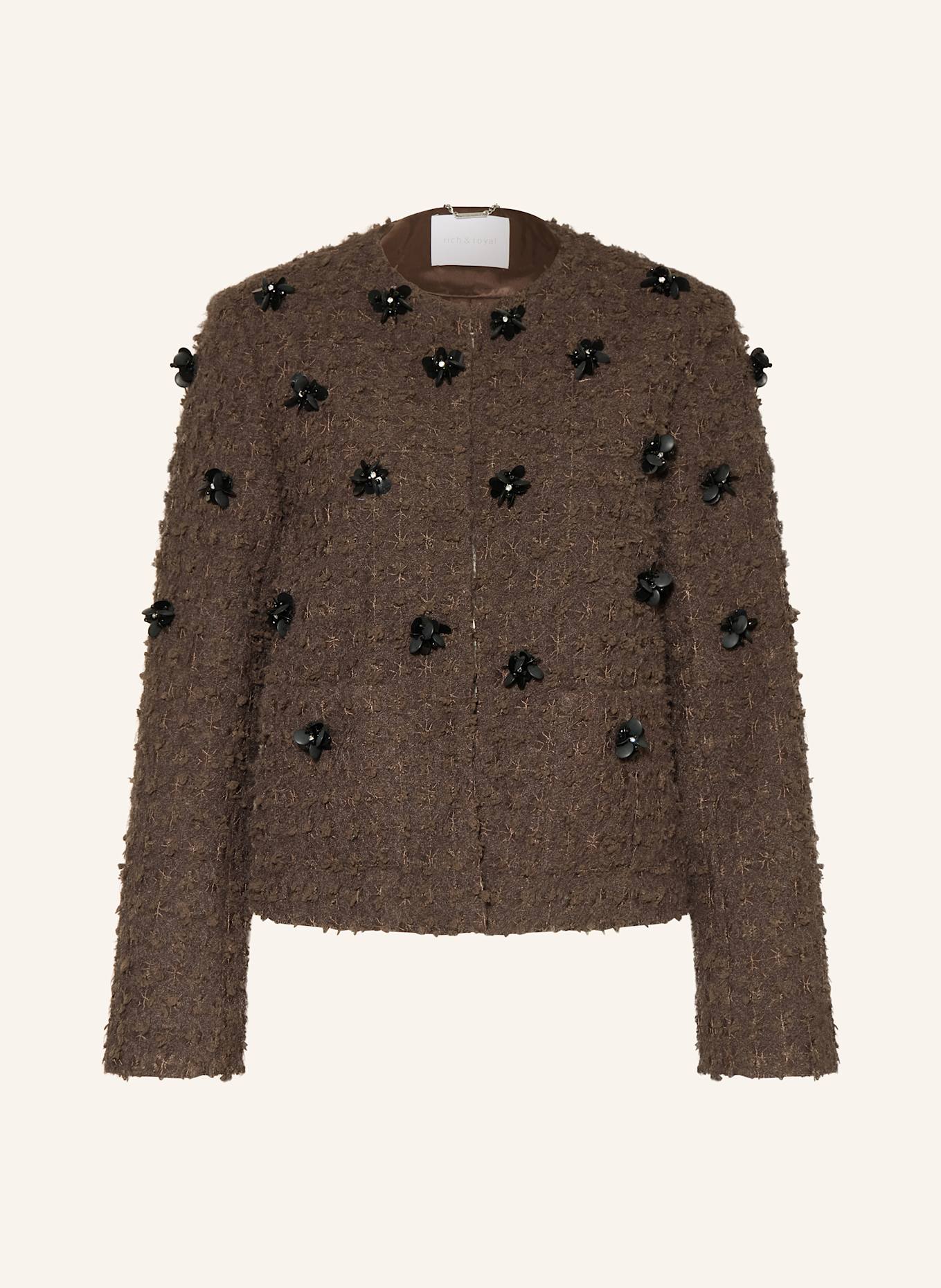 Rich & Royal Kastenjacke mit Schmucksteinen: DUNKELBRAUN