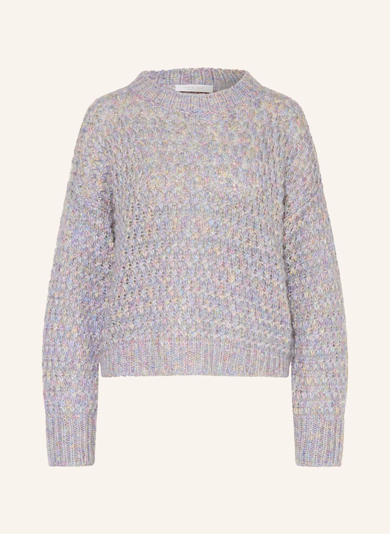Rich & Royal Pullover mit Glitzergarn: HELLBLAU / NEONPINK / LILA