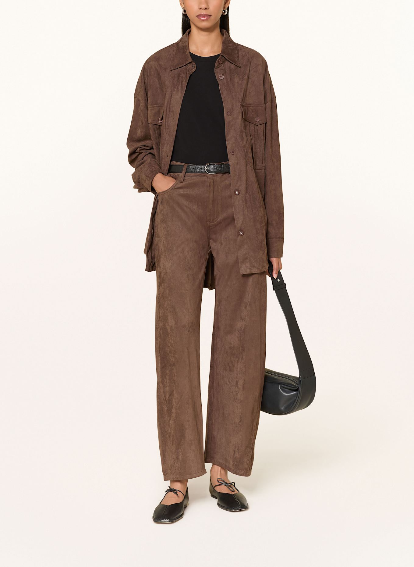 ELIAS RUMELIS Marlenehose NORALIE in Lederoptik: DUNKELBRAUN