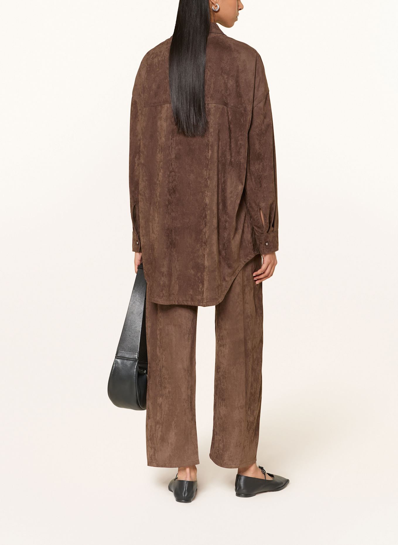 ELIAS RUMELIS Marlenehose NORALIE in Lederoptik: DUNKELBRAUN