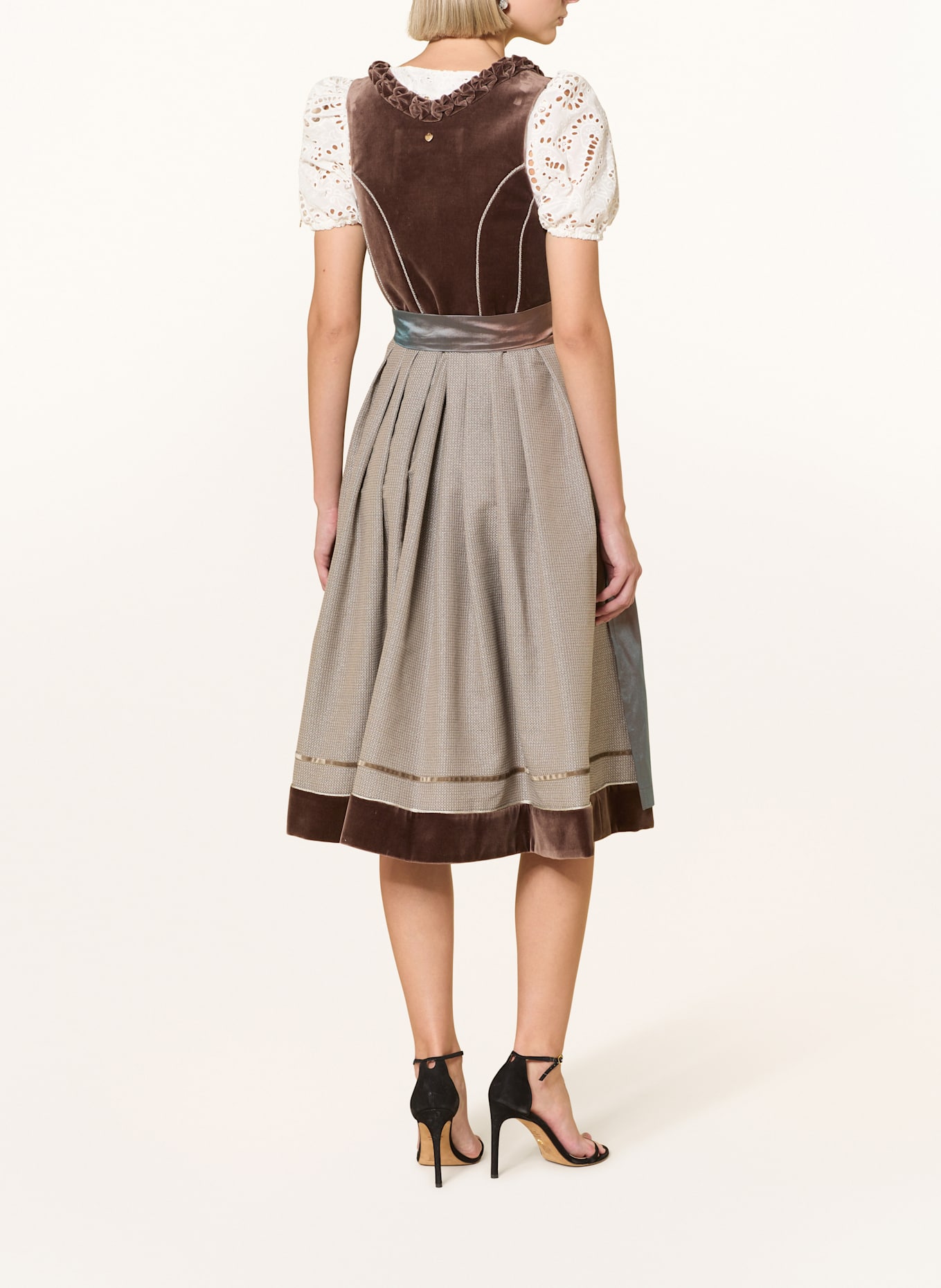 AlpenHERZ Dirndl ROSALIE mit Glitzergarn: DUNKELBRAUN / HELLBRAUN