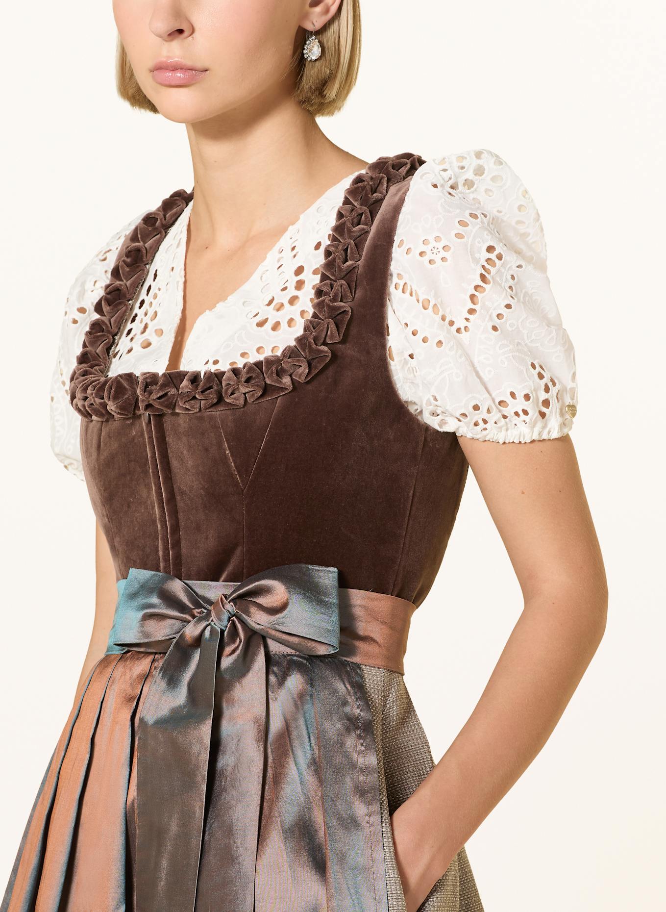 AlpenHERZ Dirndl ROSALIE mit Glitzergarn: DUNKELBRAUN / HELLBRAUN