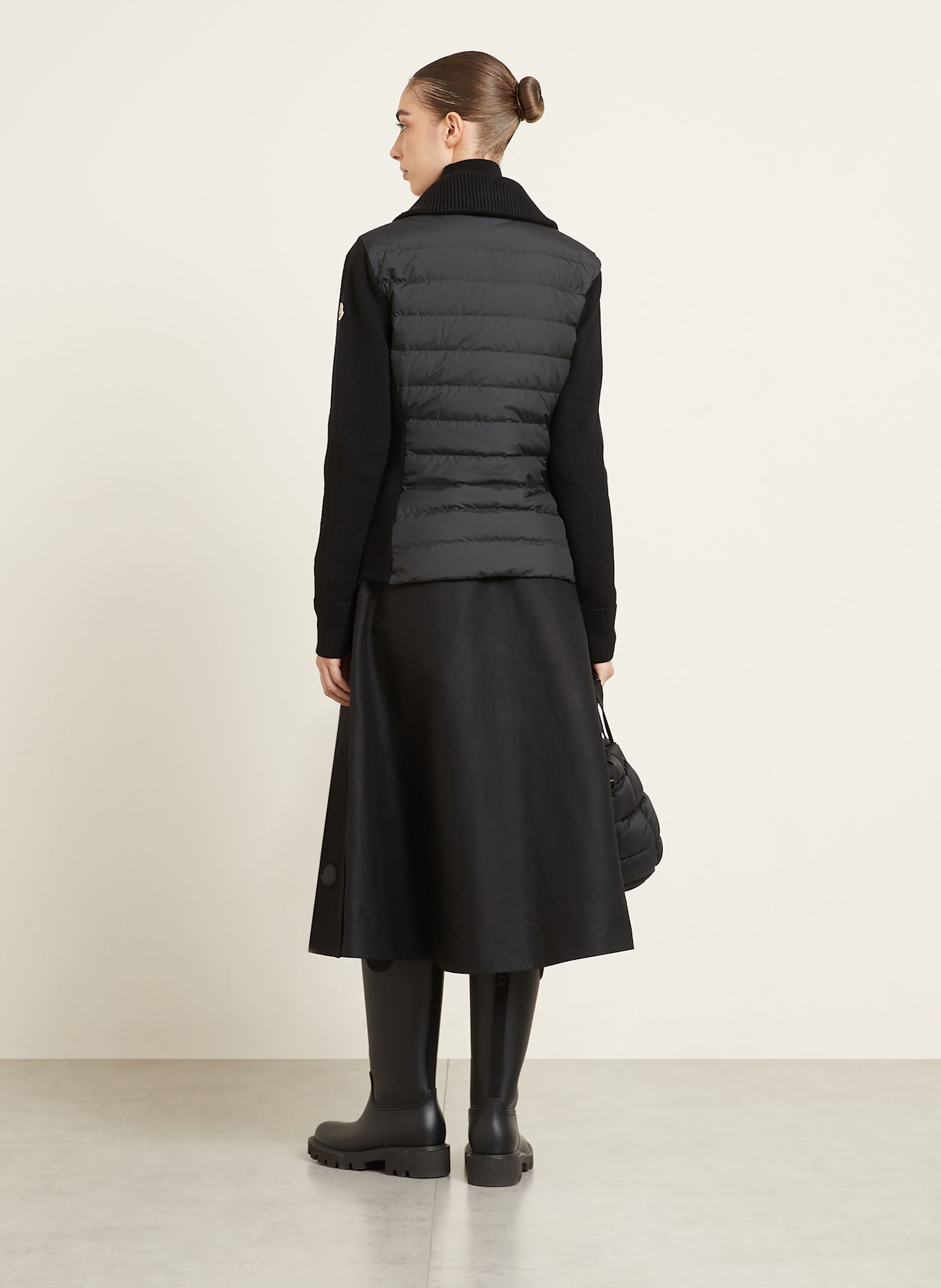 MONCLER Daunenjacke im Materialmix: SCHWARZ