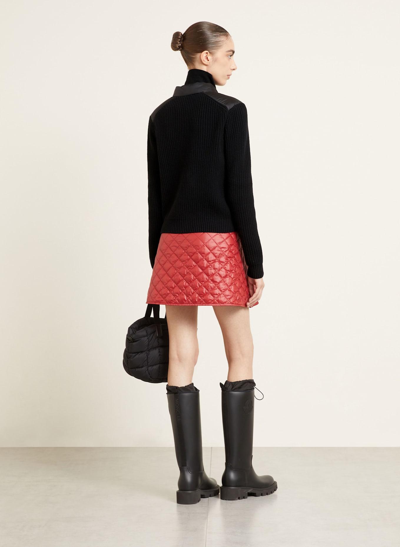 MONCLER Daunenjacke im Materialmix: SCHWARZ