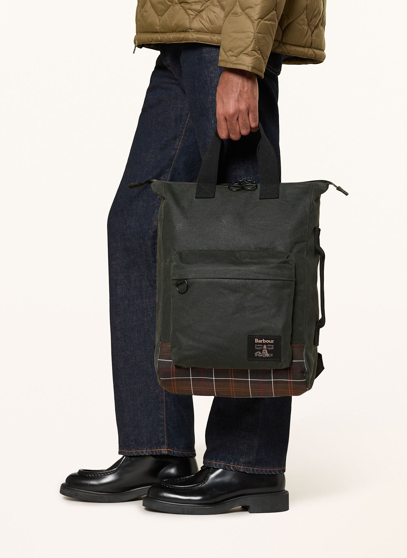 Barbour Rucksack FIELD WAX: DUNKELGRÜN / DUNKELGRAU