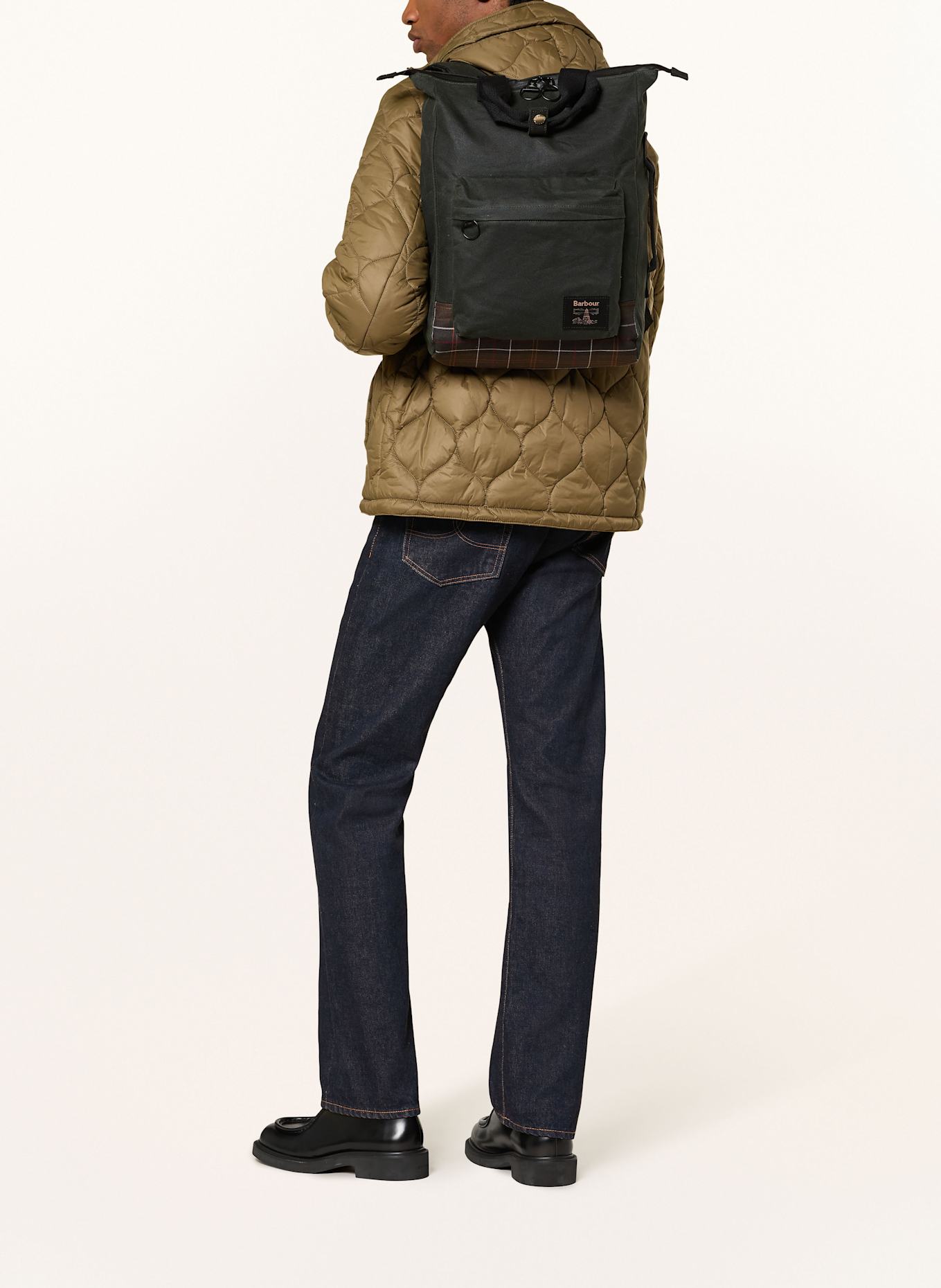 Barbour Rucksack FIELD WAX: DUNKELGRÜN / DUNKELGRAU