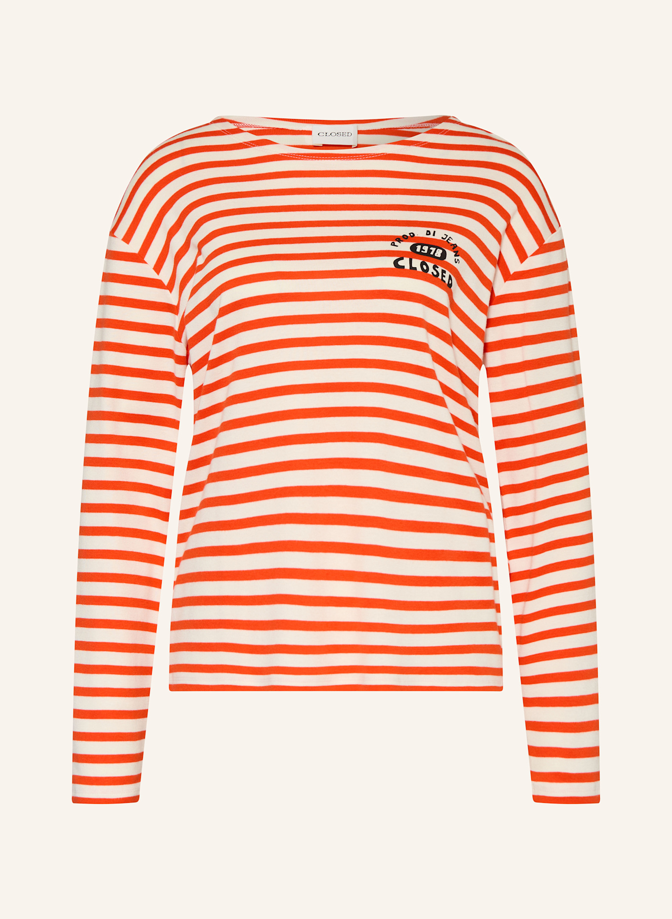 CLOSED Koszulka z długim rękawem: ECRU / POMARAŃCZOWY