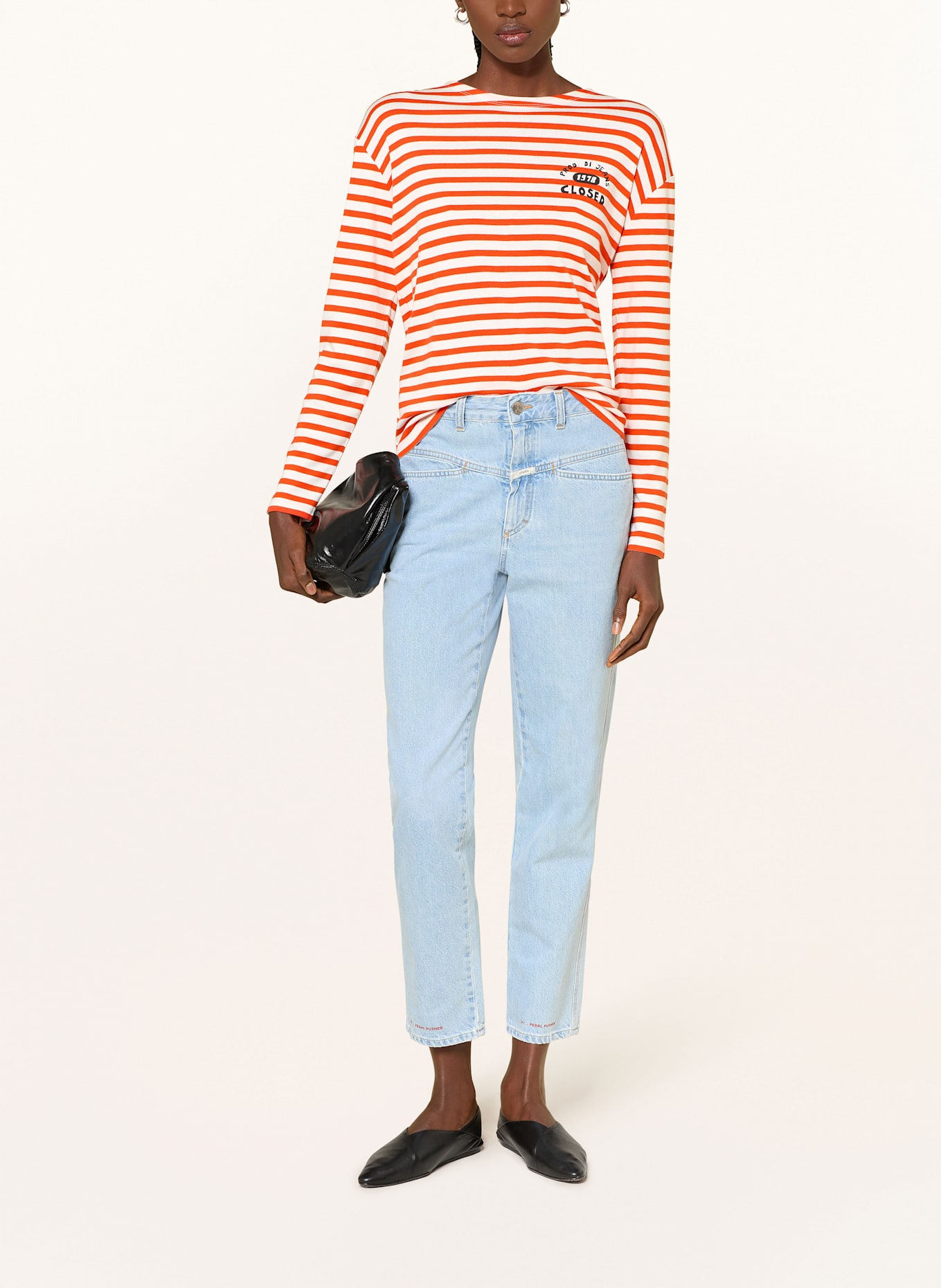 CLOSED Koszulka z długim rękawem: ECRU / POMARAŃCZOWY