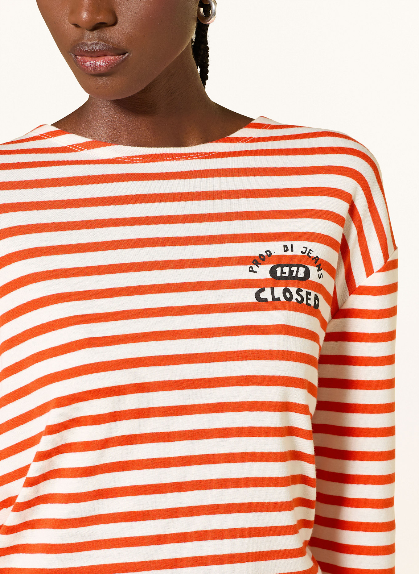 CLOSED Koszulka z długim rękawem: ECRU / POMARAŃCZOWY