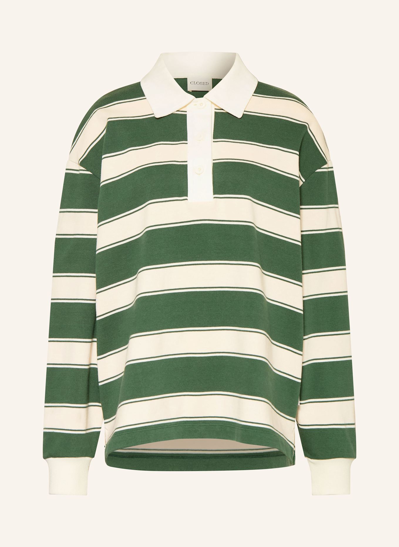 CLOSED rugbyshirt: DONKERGROEN / ECRU