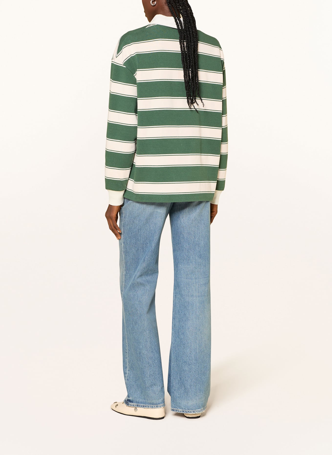 CLOSED rugbyshirt: DONKERGROEN / ECRU