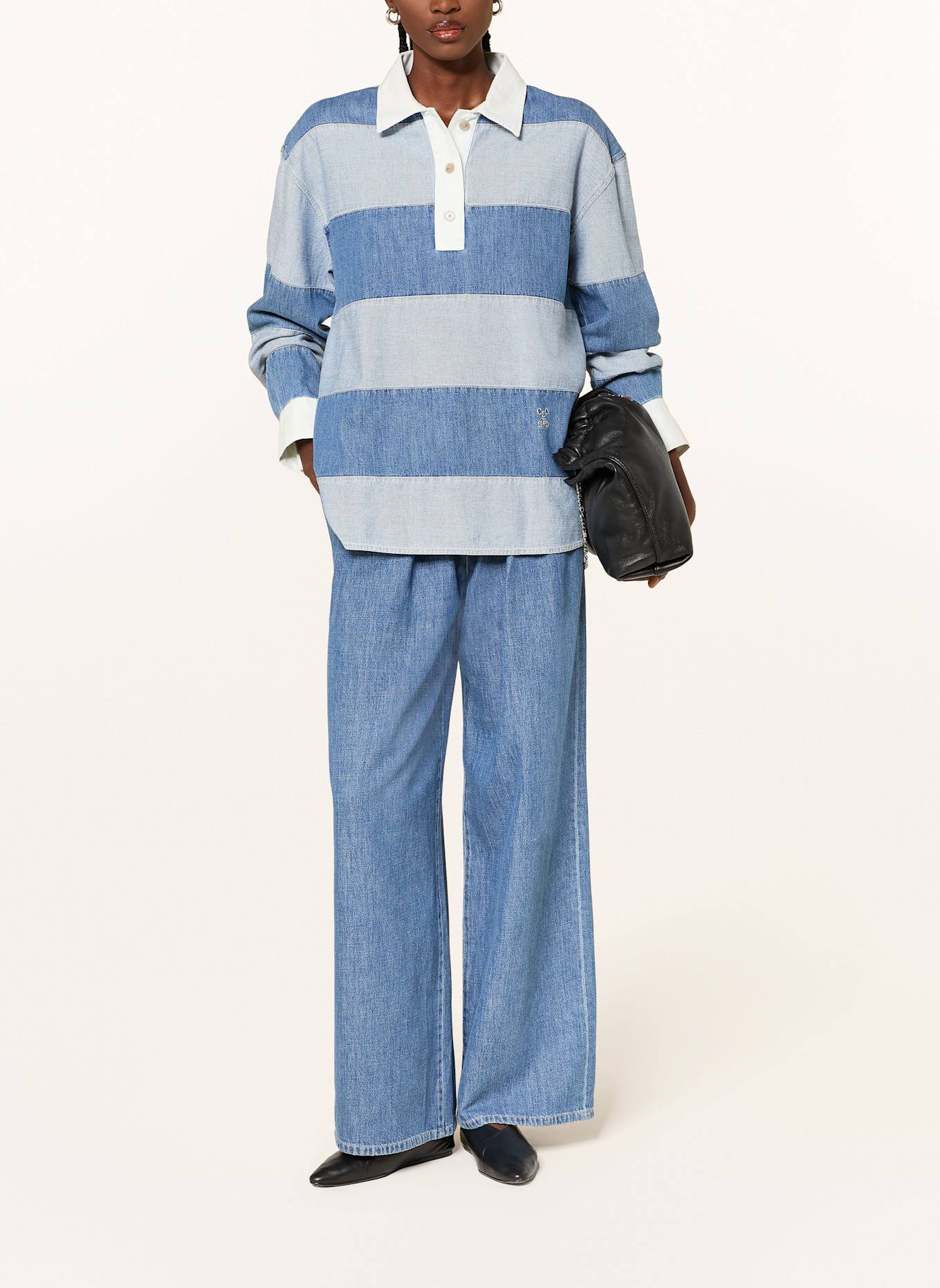 CLOSED Jeans-Rugbyshirt: DUNKELBLAU / HELLBLAU