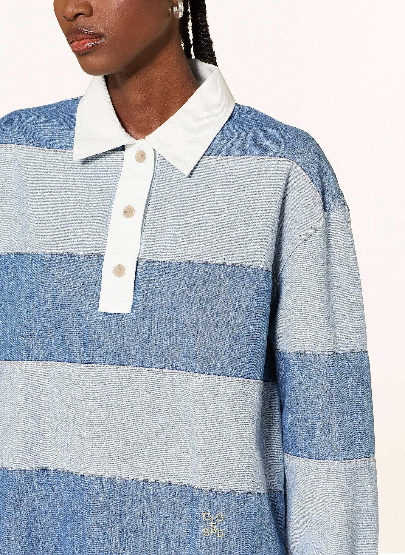 CLOSED Jeans-Rugbyshirt: DUNKELBLAU / HELLBLAU