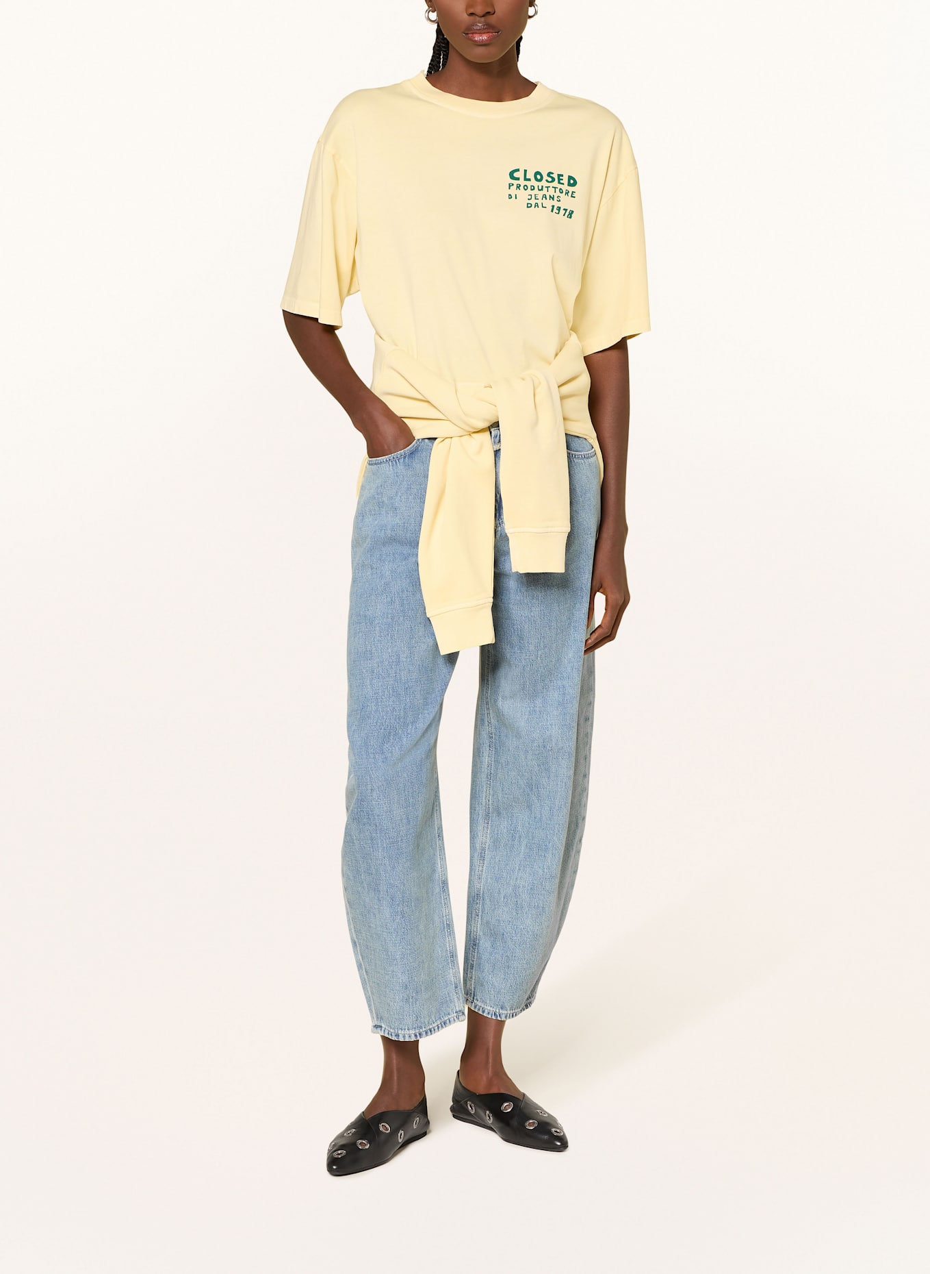 CLOSED T-Shirt: GELB / DUNKELGRÜN