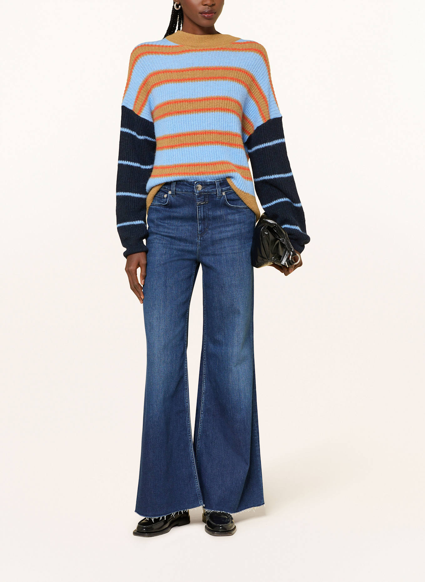 CLOSED Pullover: HELLBLAU / HELLBRAUN / ORANGE