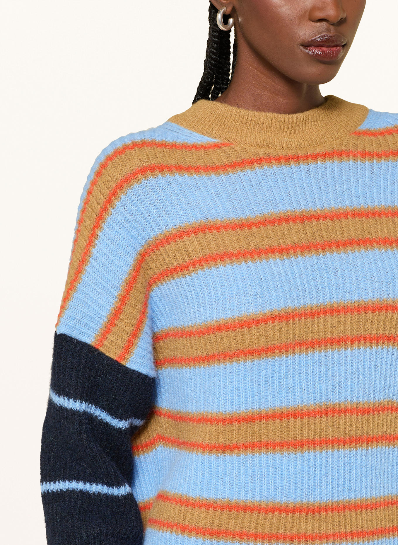 CLOSED Pullover: HELLBLAU / HELLBRAUN / ORANGE