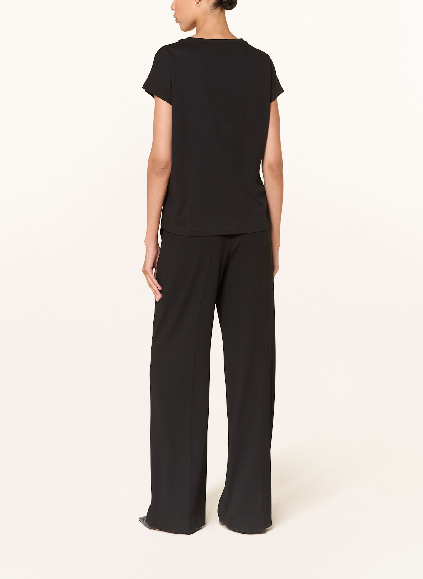 LUISA CERANO T-Shirt mit Pailletten und Schmucksteinen: SCHWARZ