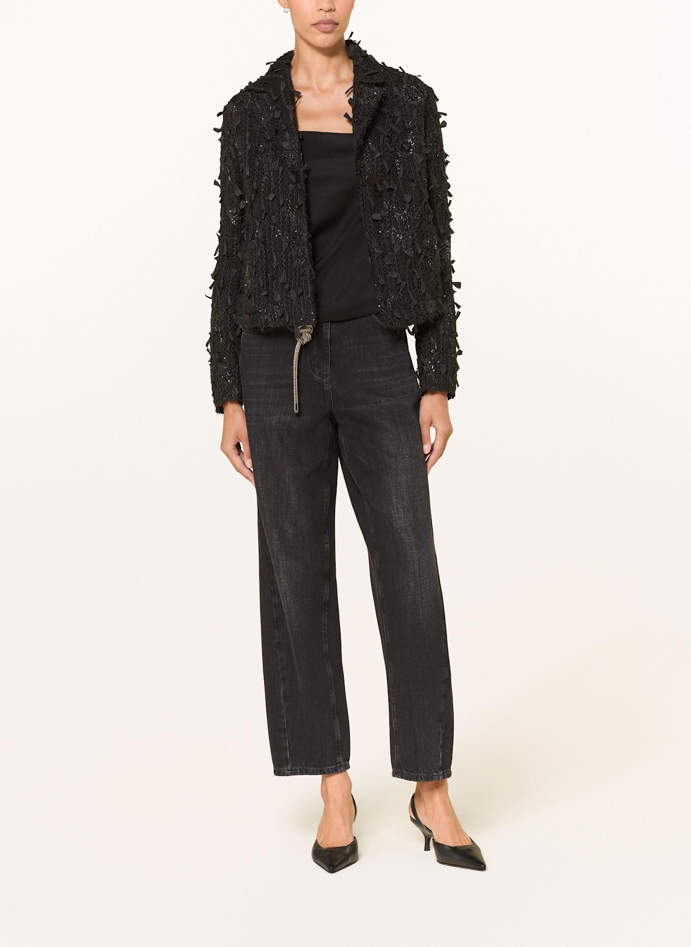 LUISA CERANO Blazer mit Pailletten und Schmucksteinen: SCHWARZ