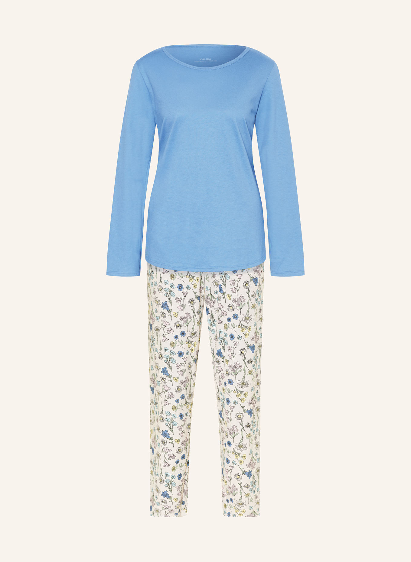 CALIDA Schlafanzug FLOWER NIGHTS: HELLBLAU / CREME