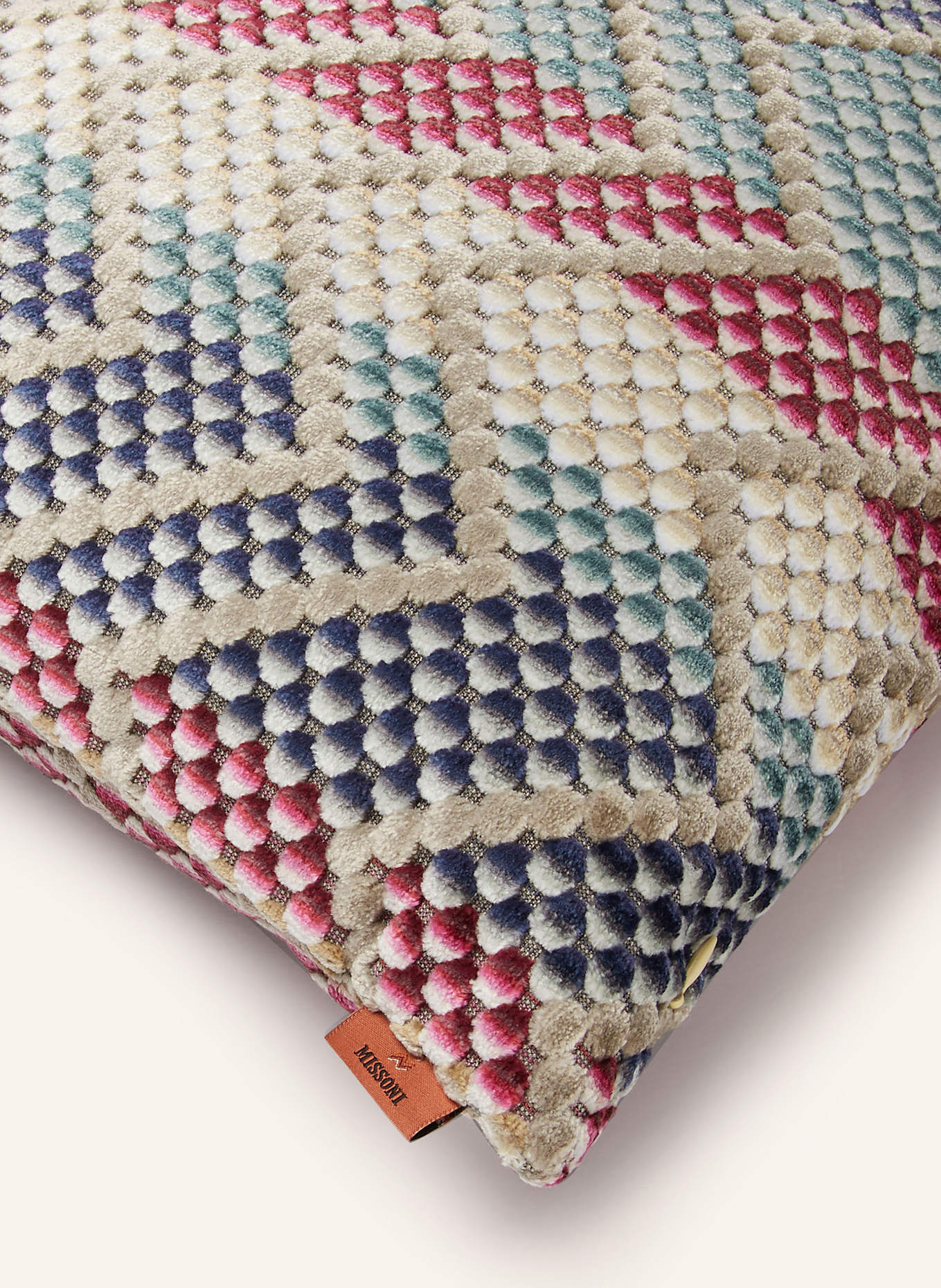 MISSONI Home Poduszka dekoracyjna SQUAME z wypełnieniem puchowym: SZARY / FUKSJA / PETROL