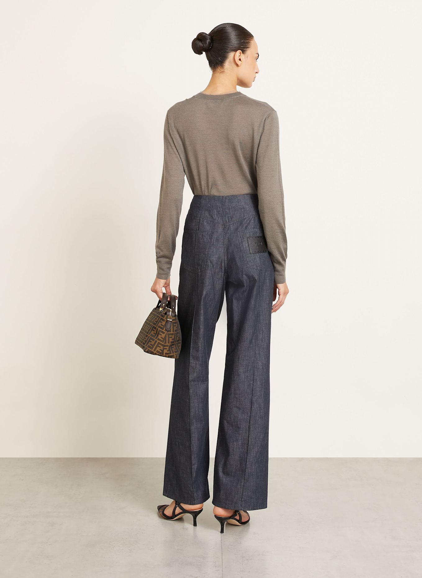 FENDI Pullover CASH mit Cashmere und Seide: TAUPE