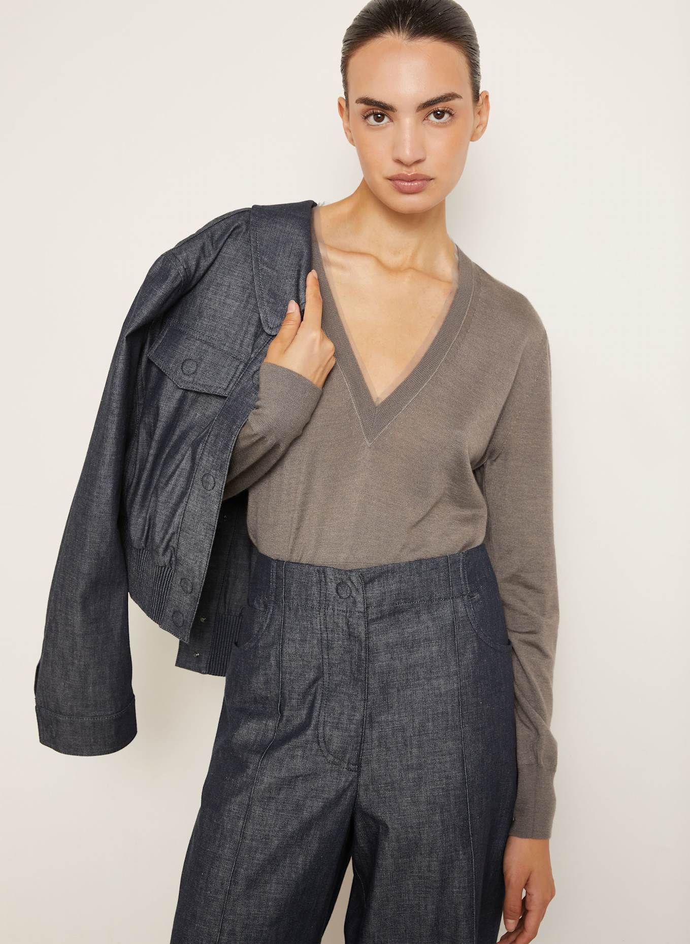 FENDI Pullover CASH mit Cashmere und Seide: TAUPE