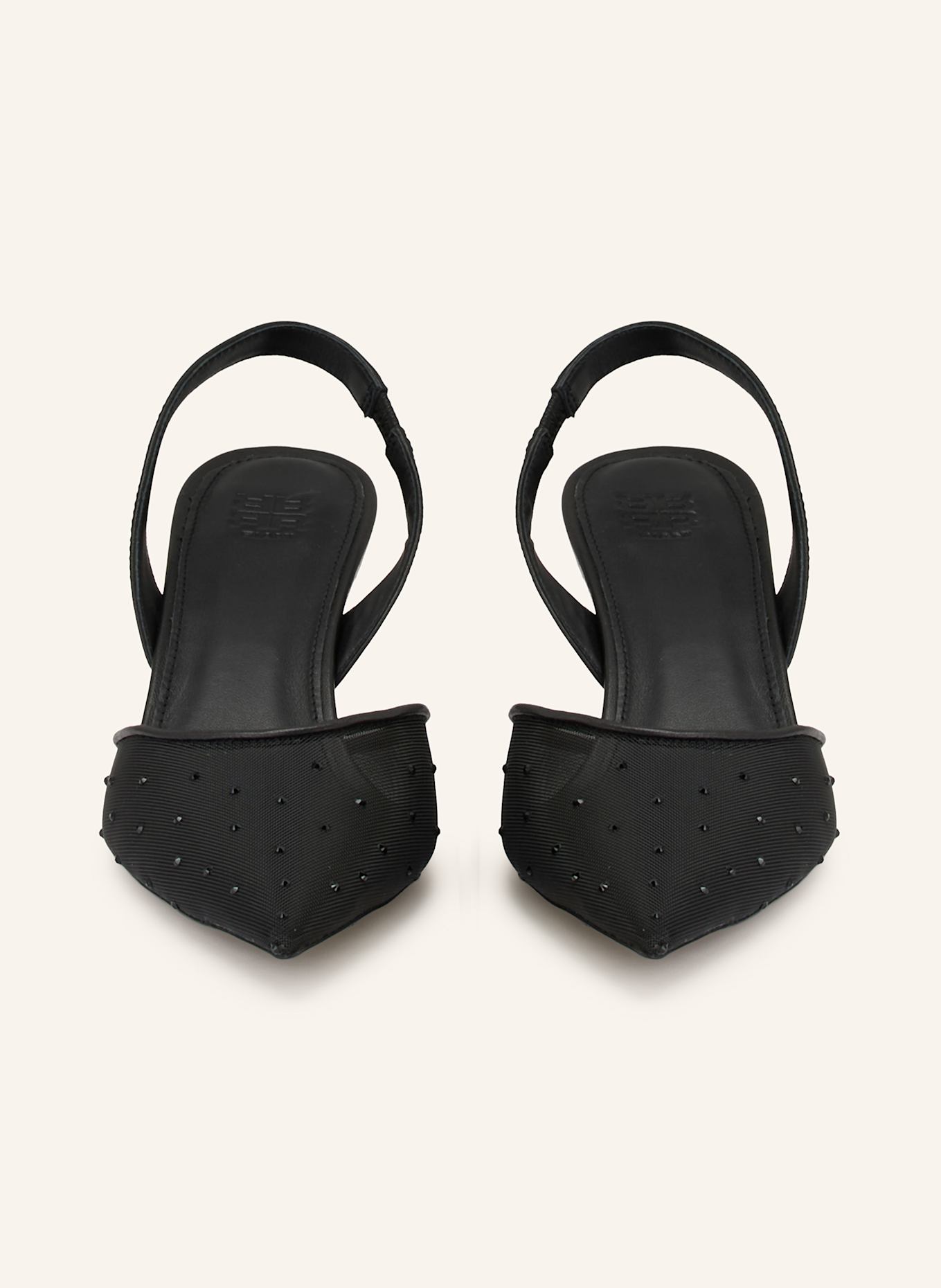 RIANI Czółenka z odkrytą piętą z ozdobnymi kamykami: CZARNY