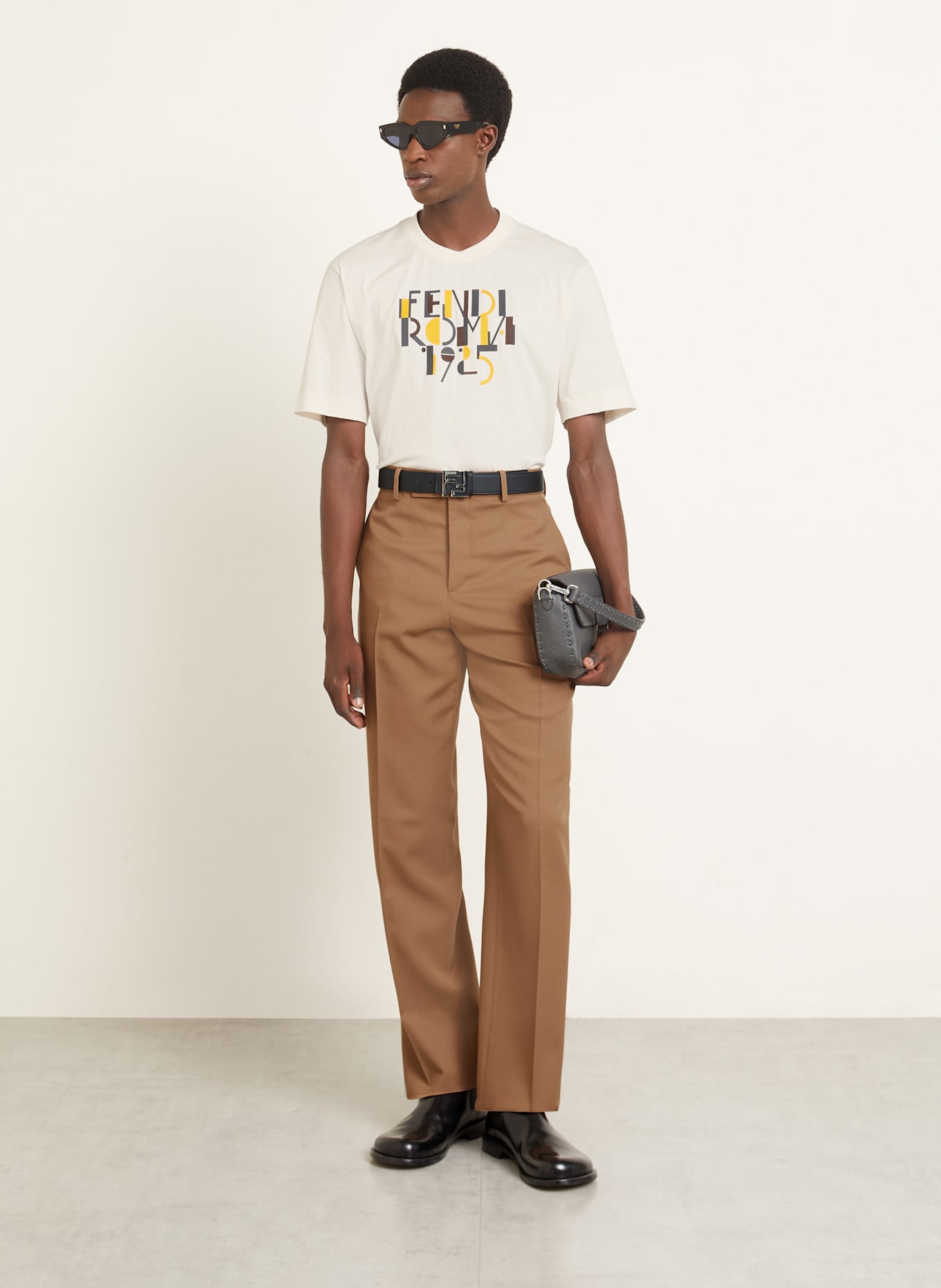 FENDI T-shirt: KREMOWY / SZARY / ŻÓŁTY