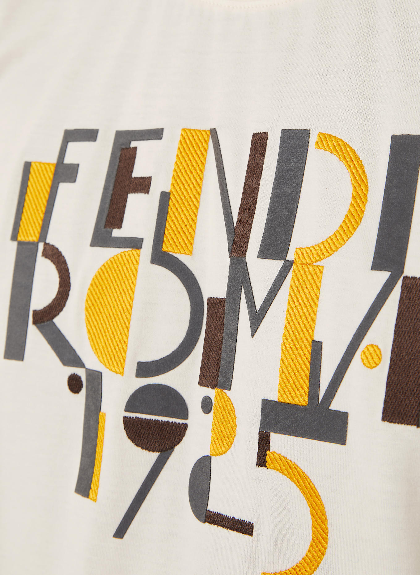 FENDI T-shirt: KREMOWY / SZARY / ŻÓŁTY