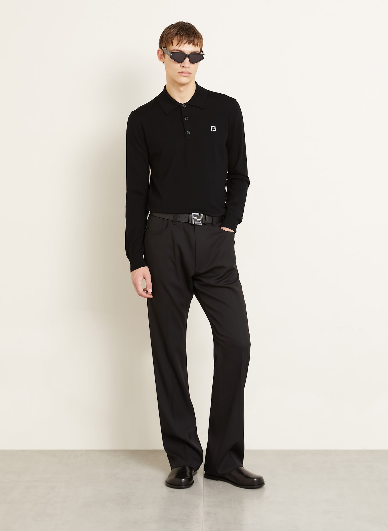 FENDI Strick-Poloshirt: SCHWARZ