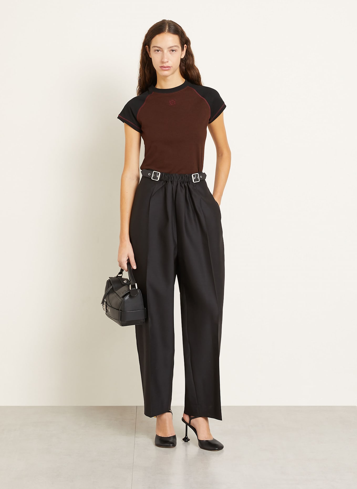 LOEWE T-shirt: CIEMNOCZERWONY / CZARNY