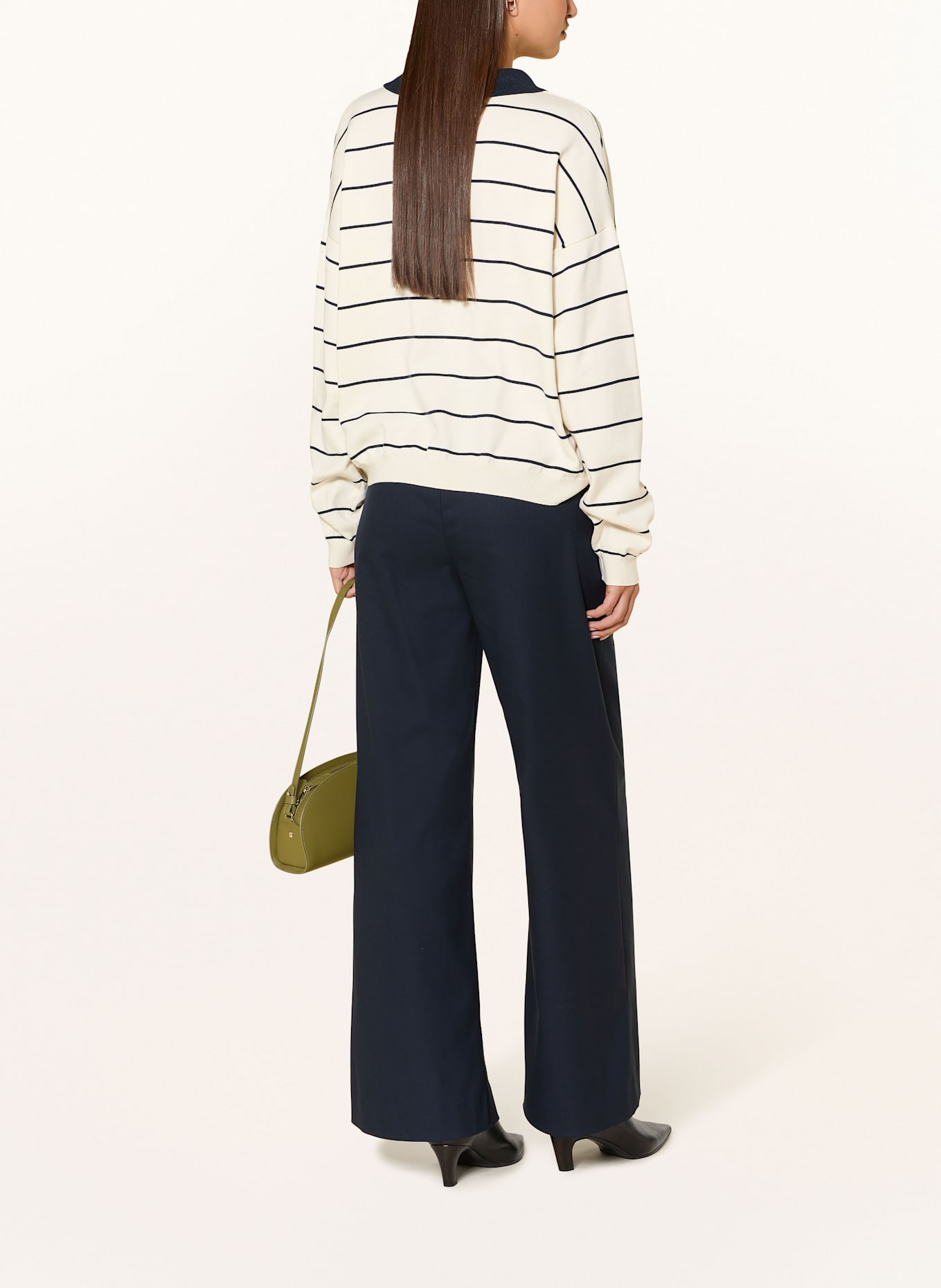 GESTUZ Strick-Poloshirt GZTAIGE: ECRU / DUNKELBLAU