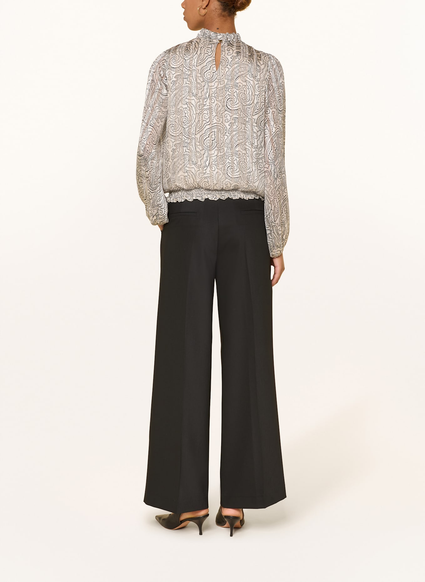 MORE & MORE Blusenshirt mit Glitzergarn: ECRU / SCHWARZ