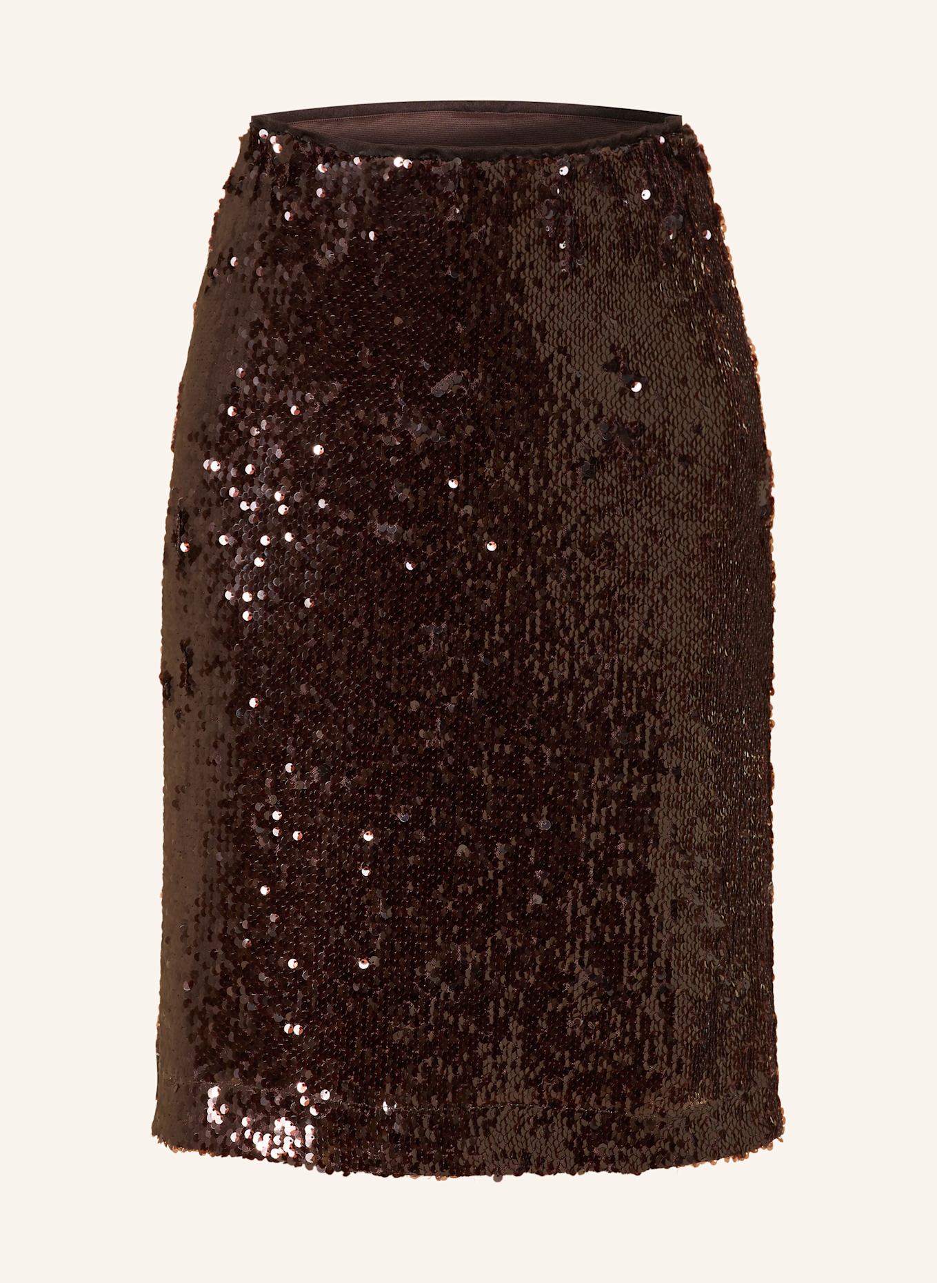 MORE & MORE Rock mit Pailletten: DUNKELBRAUN