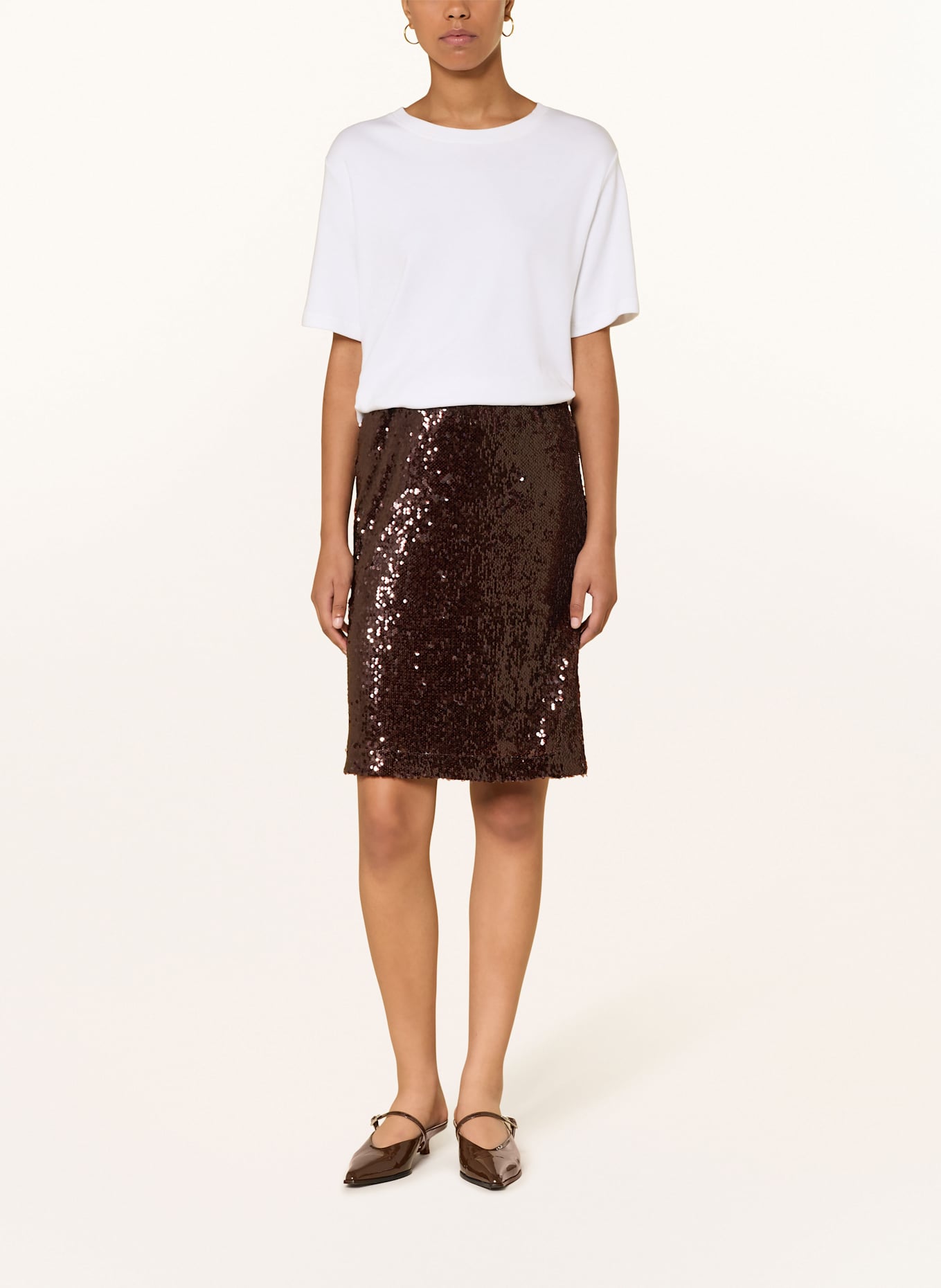 MORE & MORE Rock mit Pailletten: DUNKELBRAUN