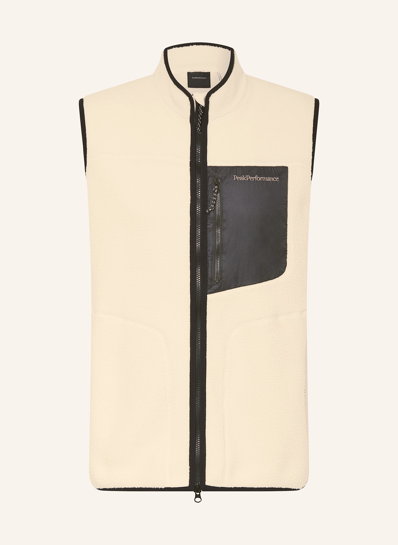 Peak Performance Fleecová vesta NATURERUSH PILE: REŽNÁ / ČERNÁ