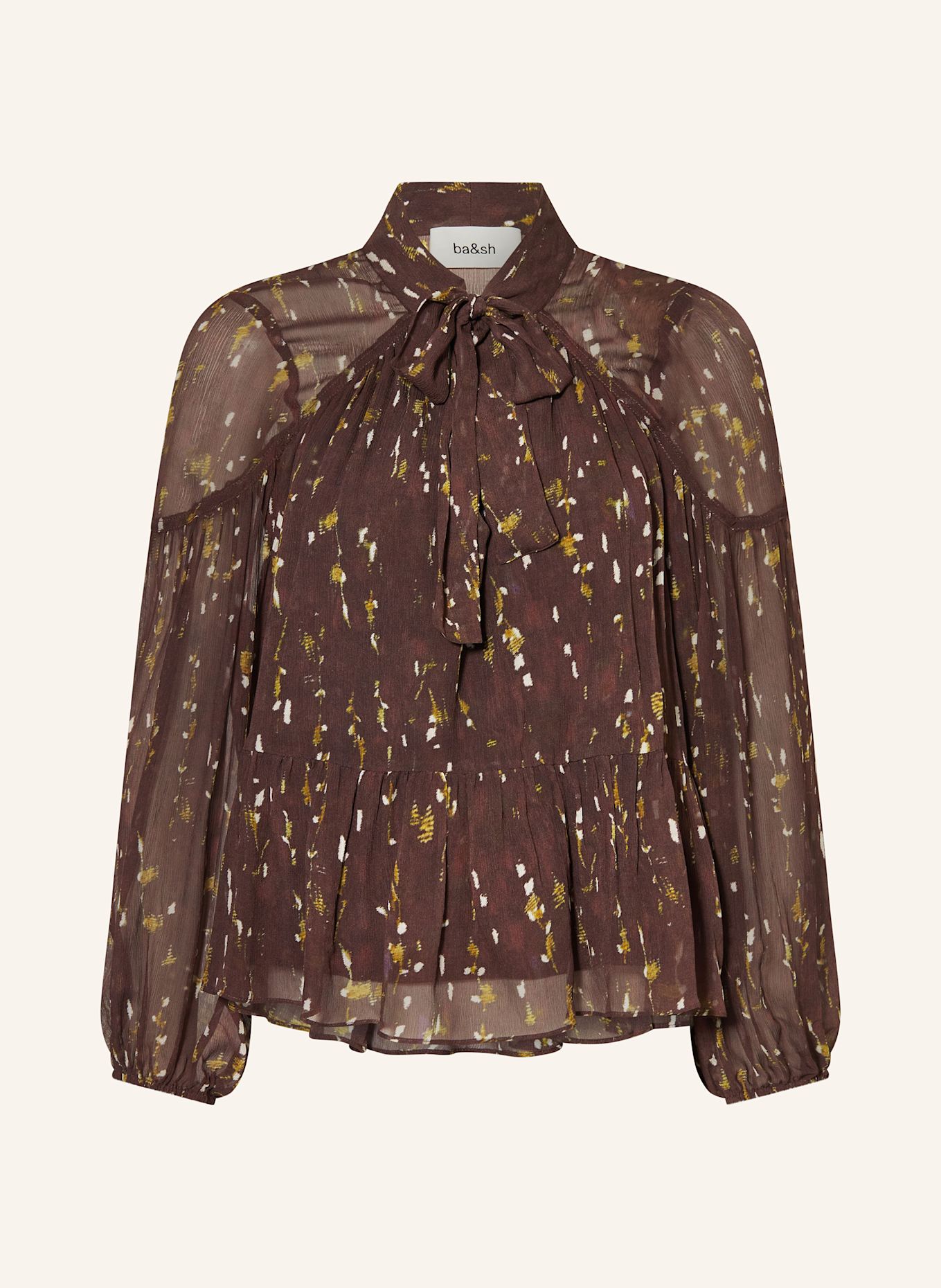 ba&sh Schluppenbluse KAMALA: BRAUN / DUNKELGELB