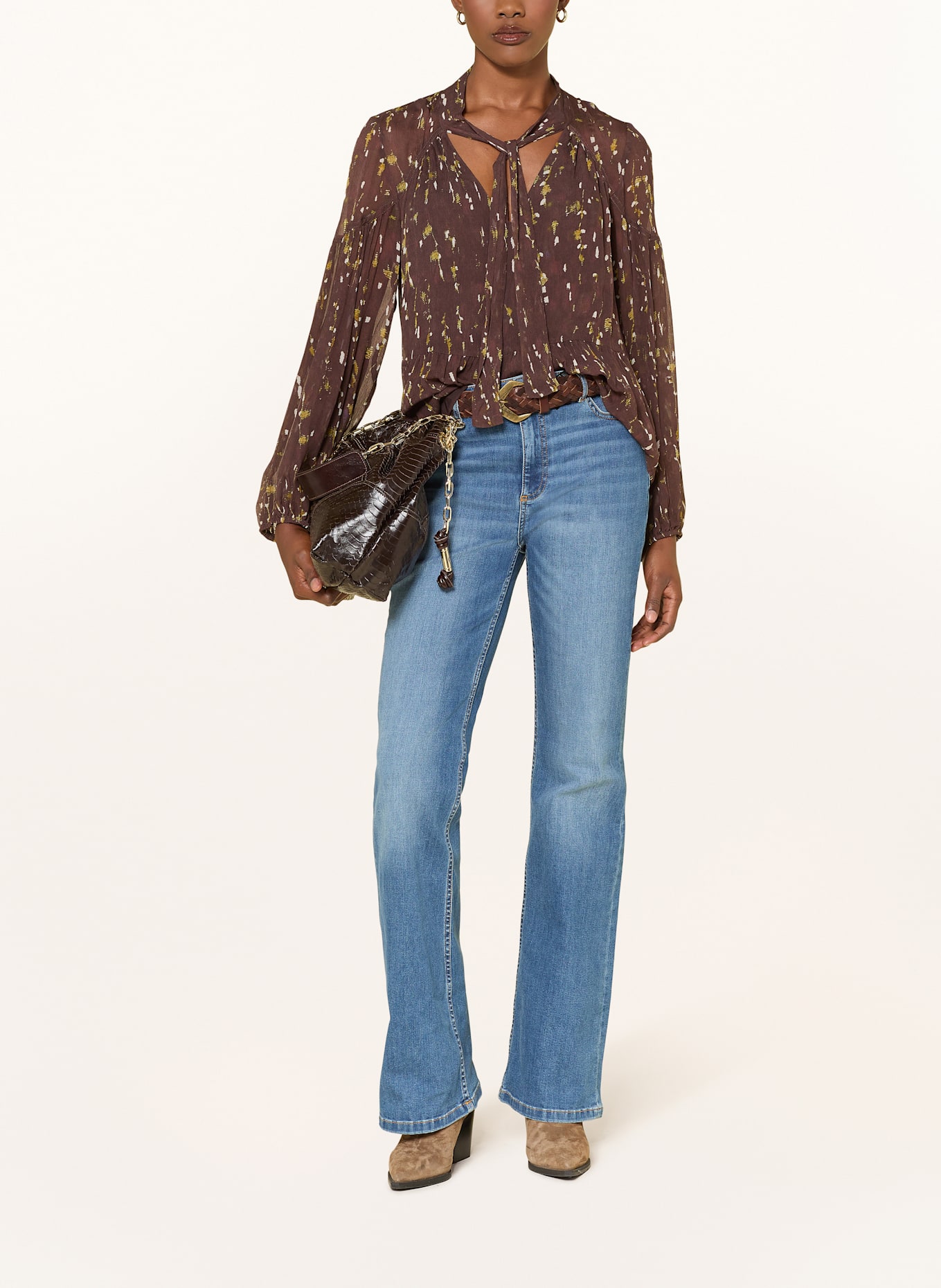 ba&sh Schluppenbluse KAMALA: BRAUN / DUNKELGELB