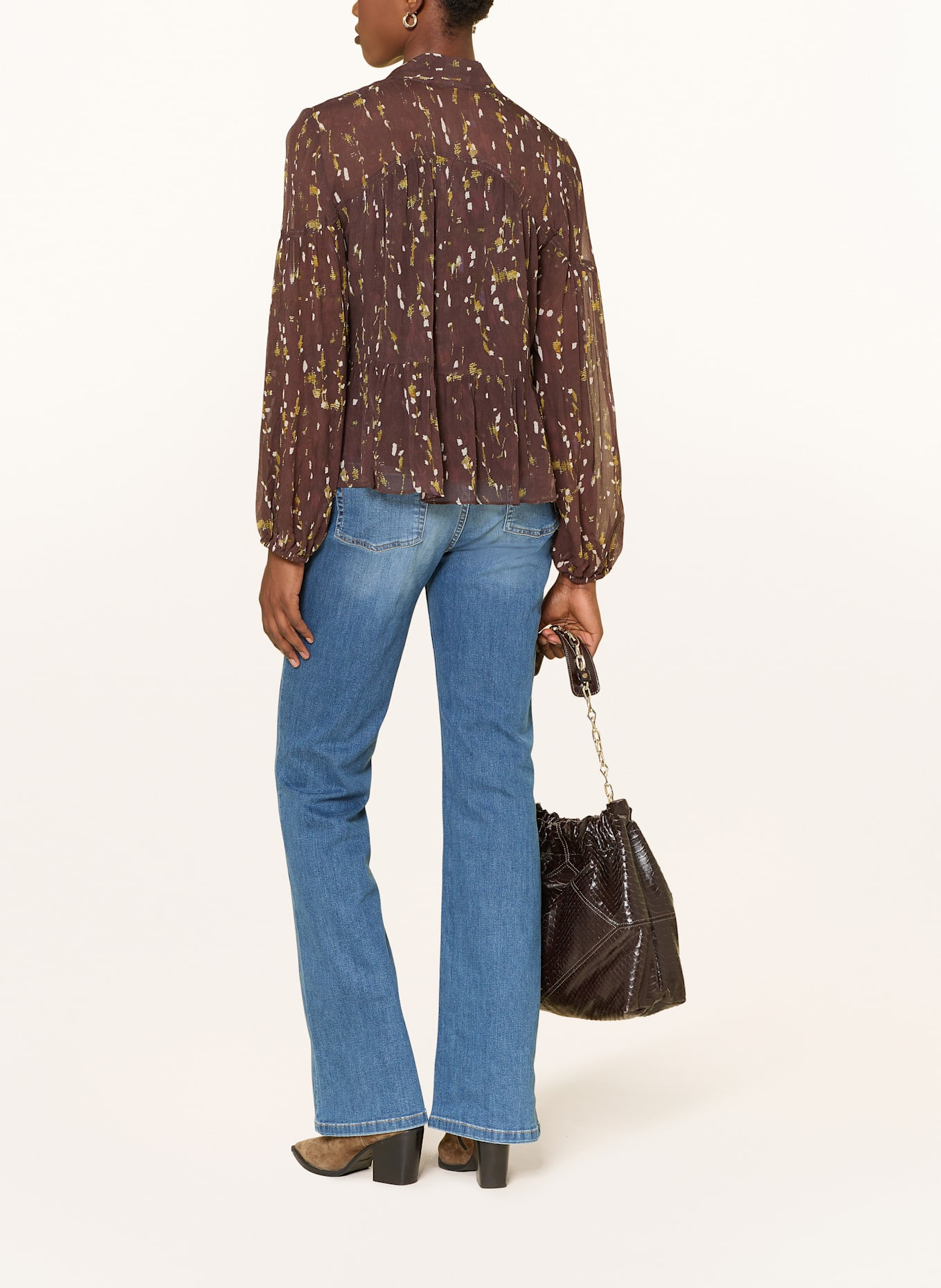 ba&sh Schluppenbluse KAMALA: BRAUN / DUNKELGELB